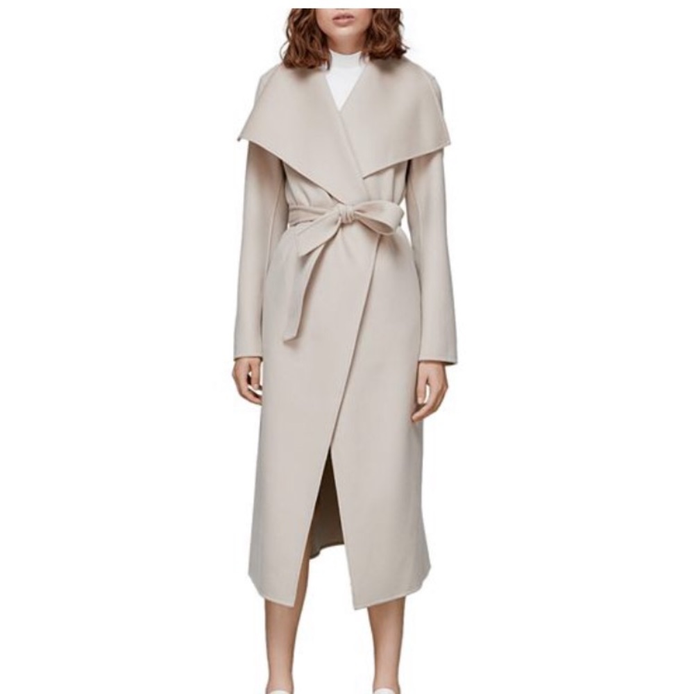 Mackage Long Wrap Trench Coat in Light Beige